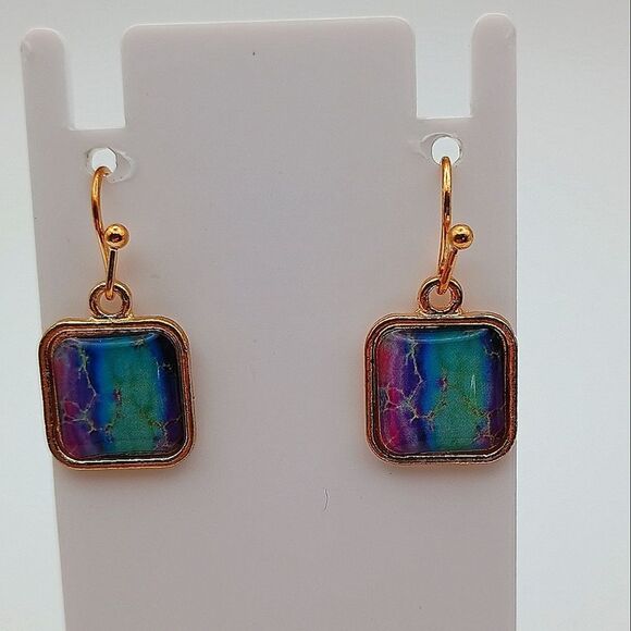 Jewelry - Small Vibrant Pattern Square Earrings